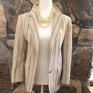 Tory Burch Blazer Oatmeal/Navy Pinstriped